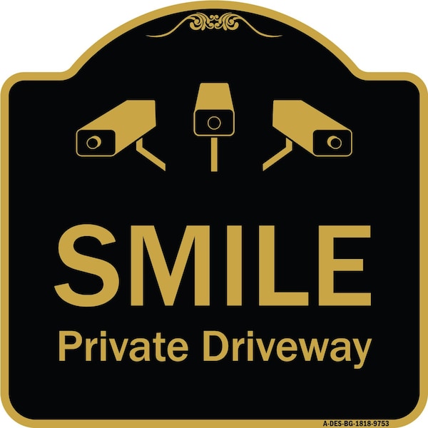 Designer Series-Smile Private Driveway With Video Surveillance Camera Graphics, 18" H, BG-1818-9753